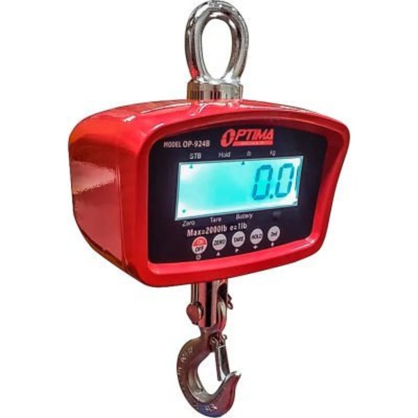 Optima Scale Mfg. Optima LCD Digital Crane Scale With Remote 1,000 lb x 0.2 lb OP-924B-1000LCD